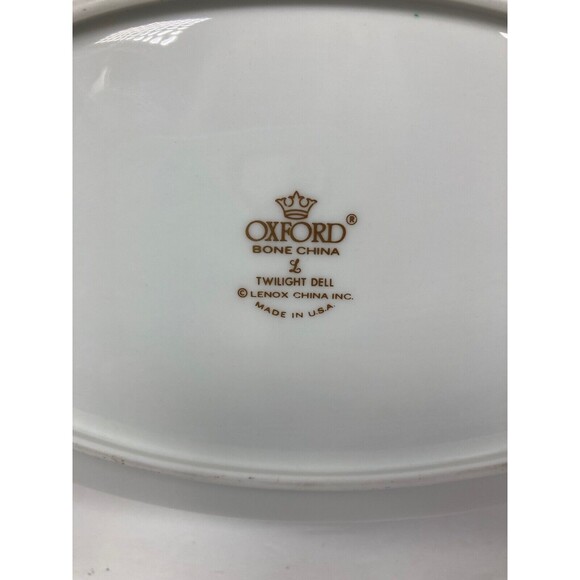 OXFORD China Twilight Dell White Silver Blue White Floral 7 x 10" Oval Bowl - Picture 5 of 5